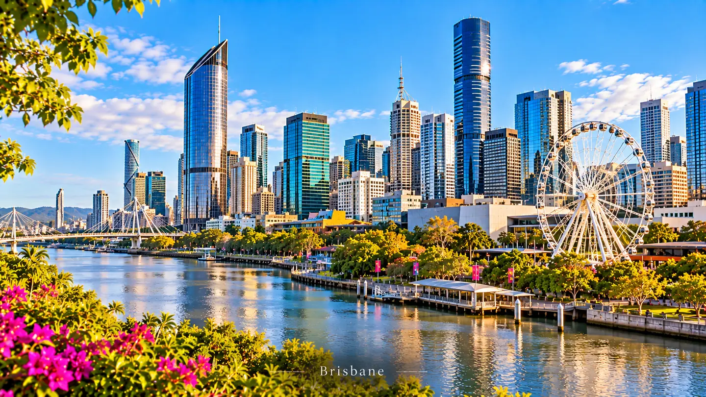 Brisbane skyline and the Story Bridge along the river, Australia