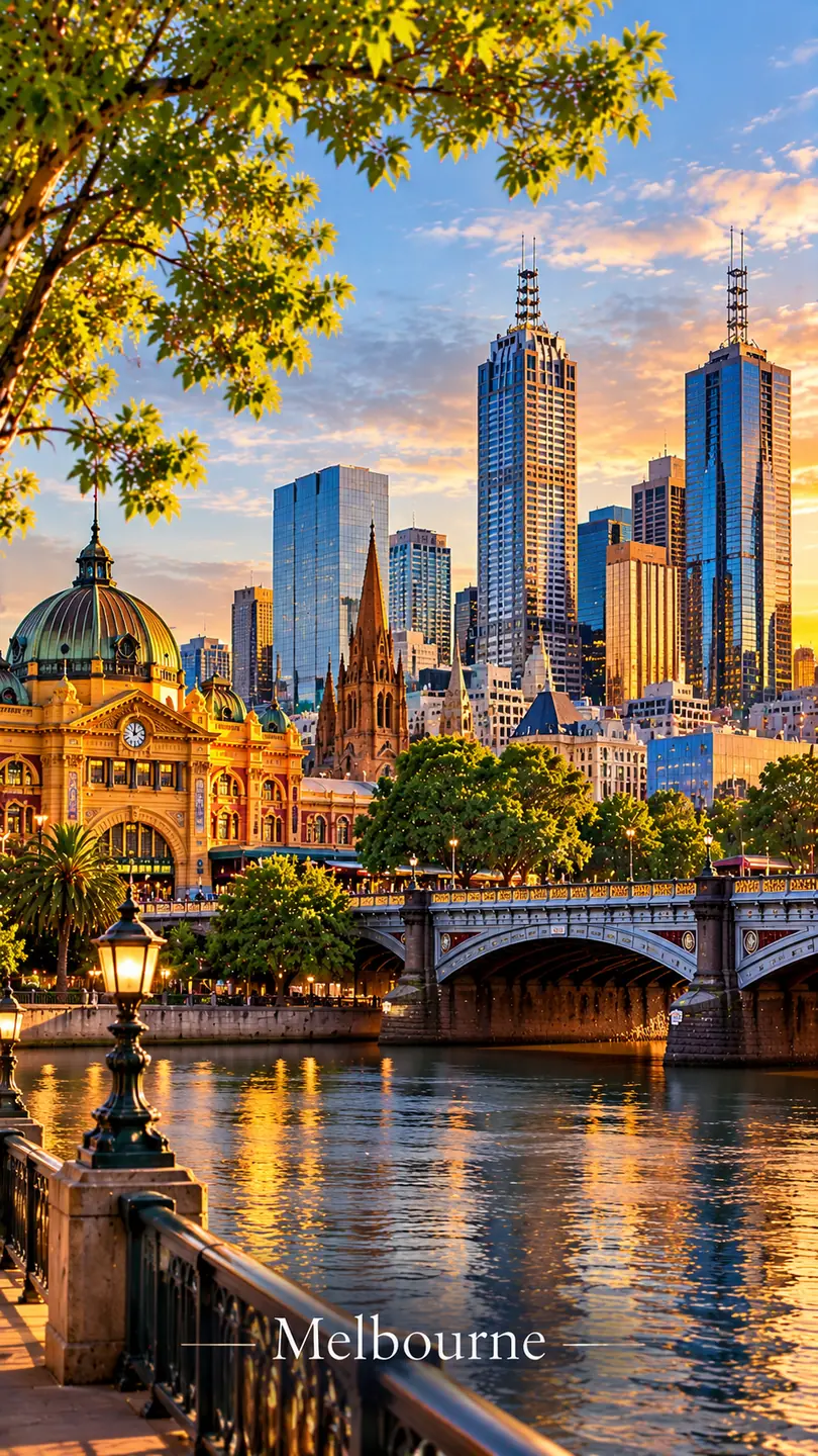Melbourne's Southbank and the Yarra River in the evening, Australia