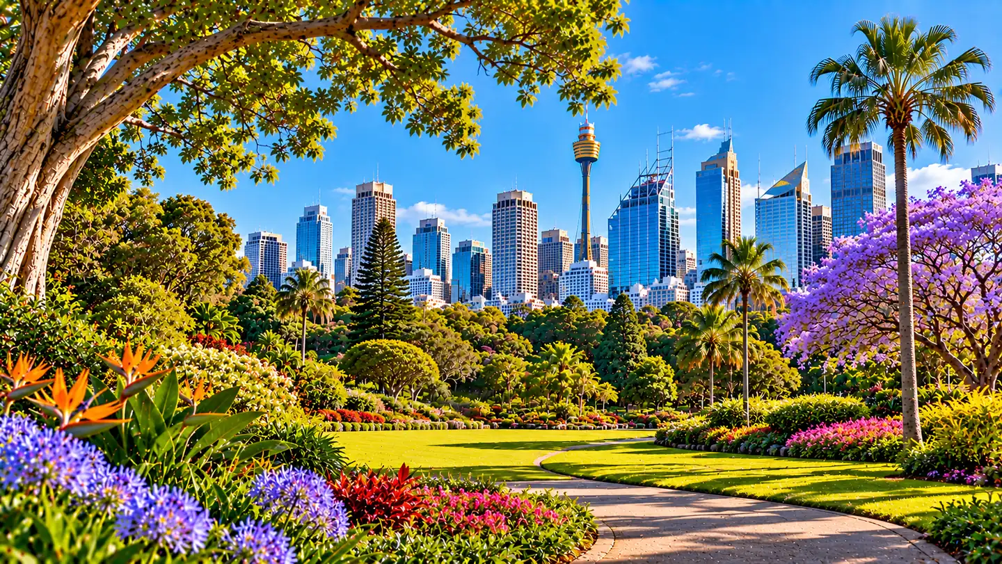 Sydney Harbour Bridge seen between the trees, Australia