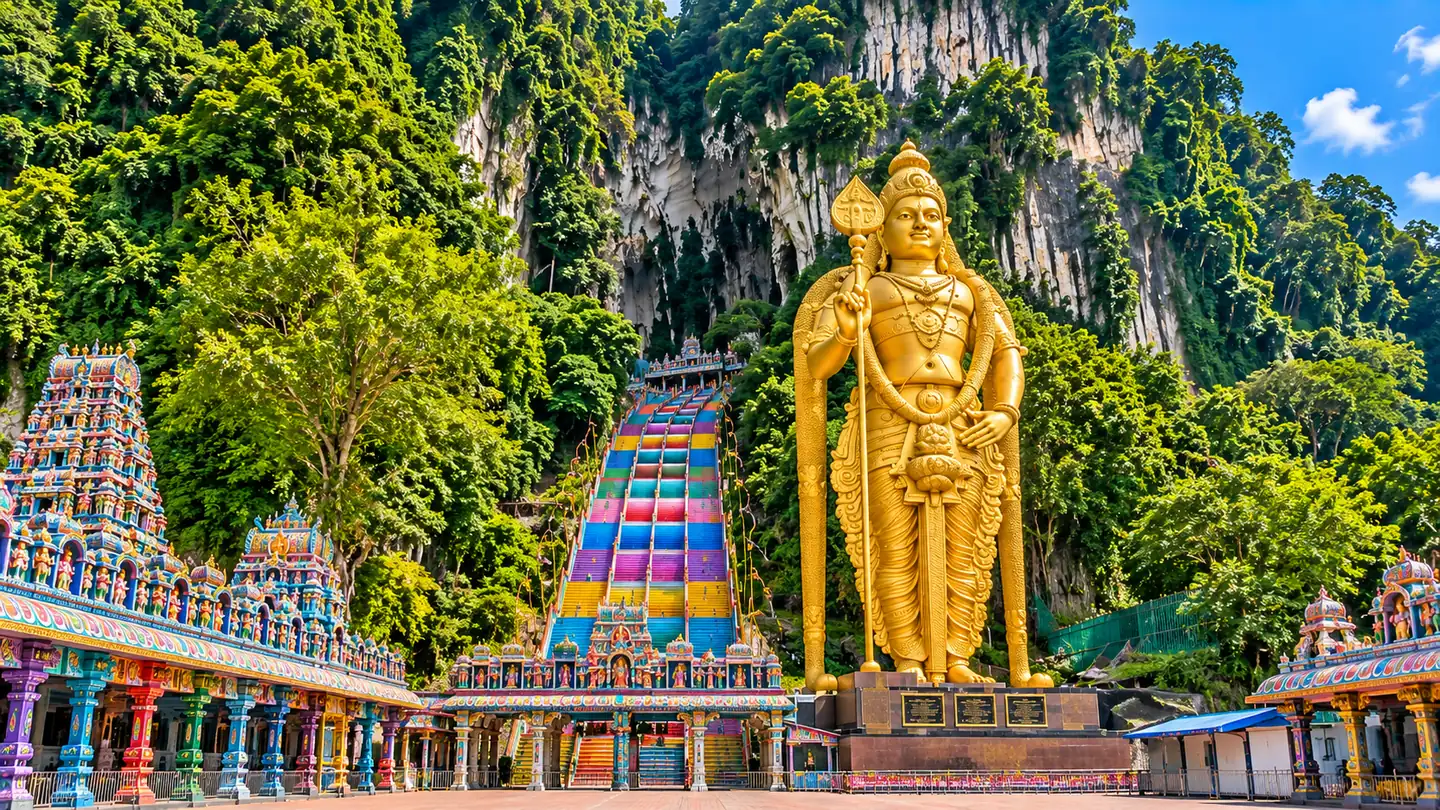 The golden statue at the entrance of the Batu Caves, Kuala Lumpur, Malaysia