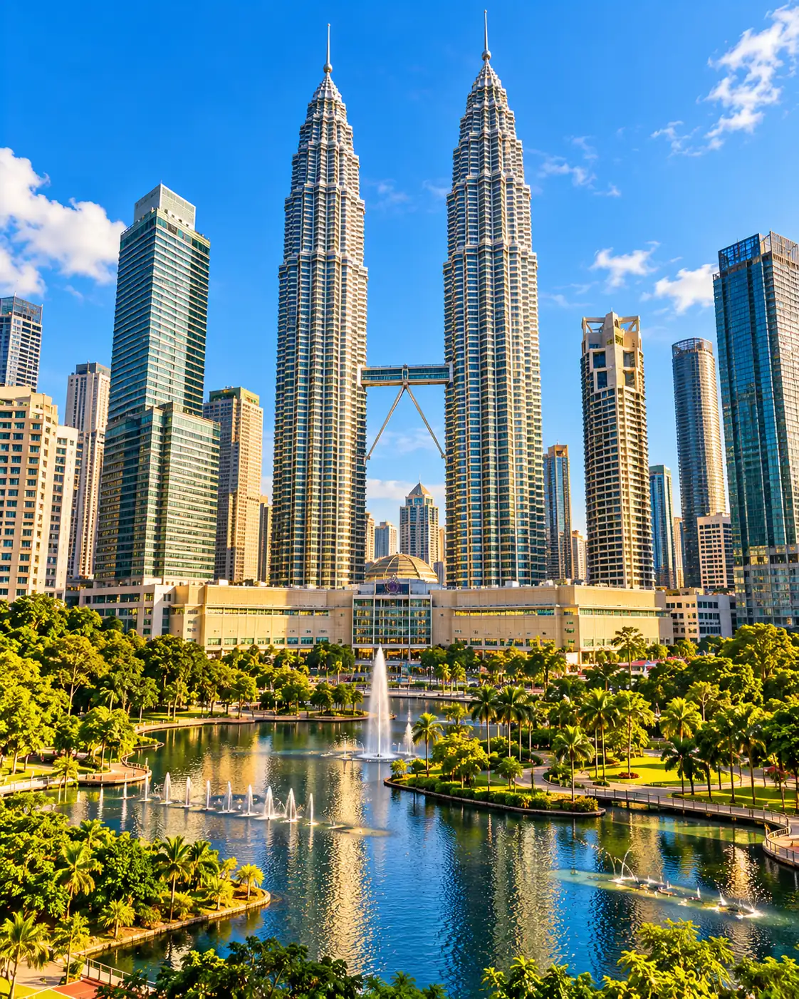 The Petronas Towers and KLCC Park, Kuala Lumpur, Malaysia