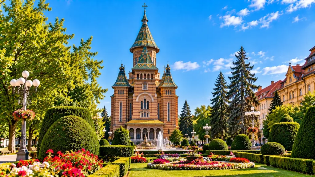 Historic Romanian landmark in a green park setting, Romania