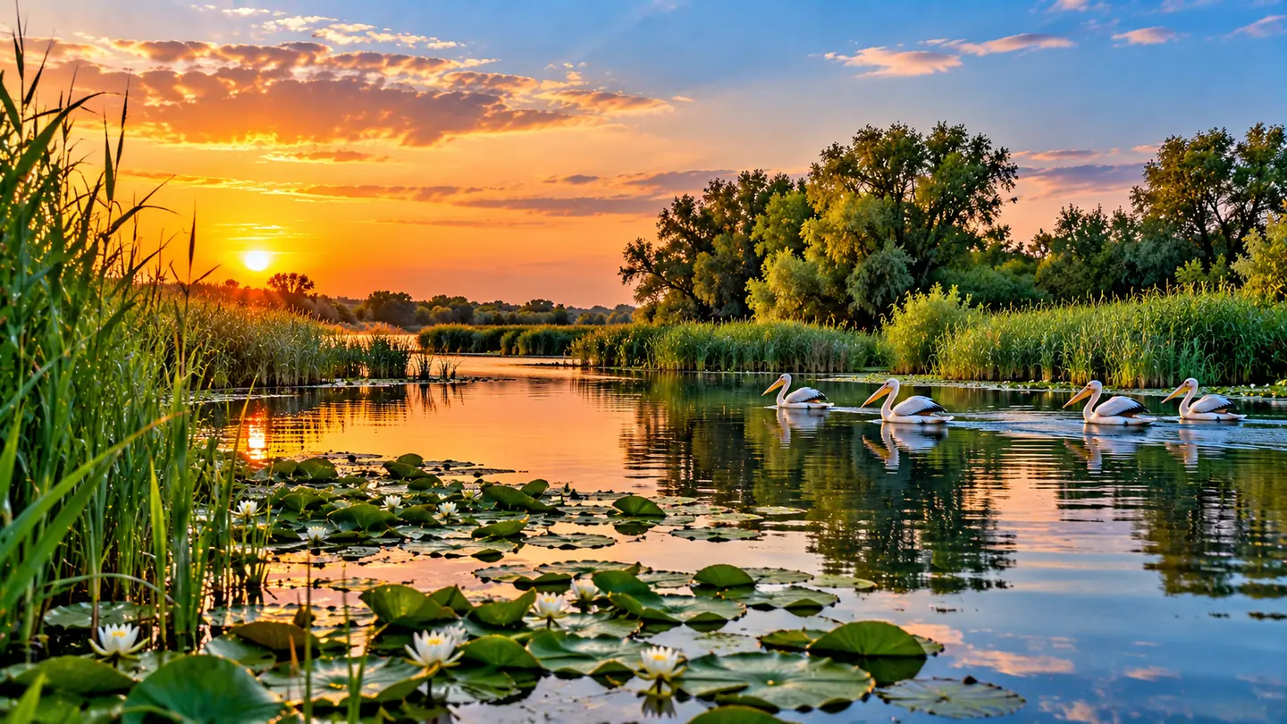 Water channels and reeds of the Danube Delta, Romania